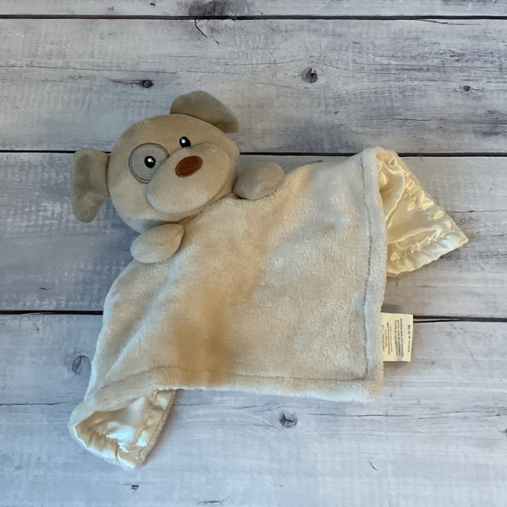 Walmart Puppy Dog Lovey Tan Beige Plush Stuffed Baby Security Blanket Satin Back